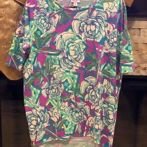 Lularoe Irma Green & Purple Tunic Shirt  X-Small